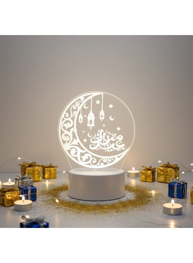 ثري دي مصباح ليلي LED أكريليك لتزيين رمضان - لوحة خط إسلامي بإضاءة دافئة ناعمة، مصباح ليلي يعمل بمنفذ USB لرمضان، غرفة الصلاة، وديكور المنزل الإسلامي - Image 3